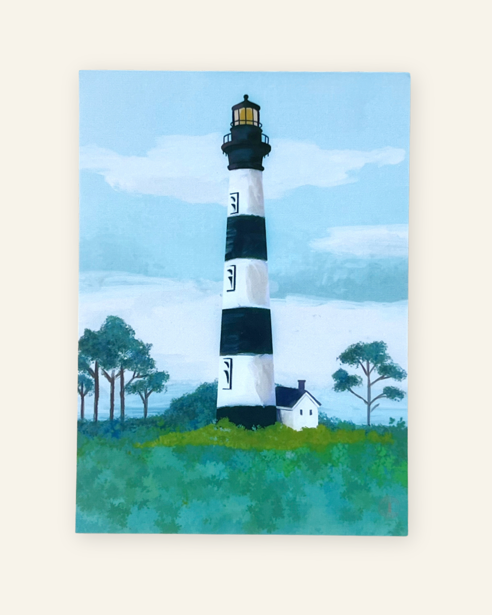 Bodie Island Lighthouse Art Print -  5x7 Coastal North Carolina Wall Art