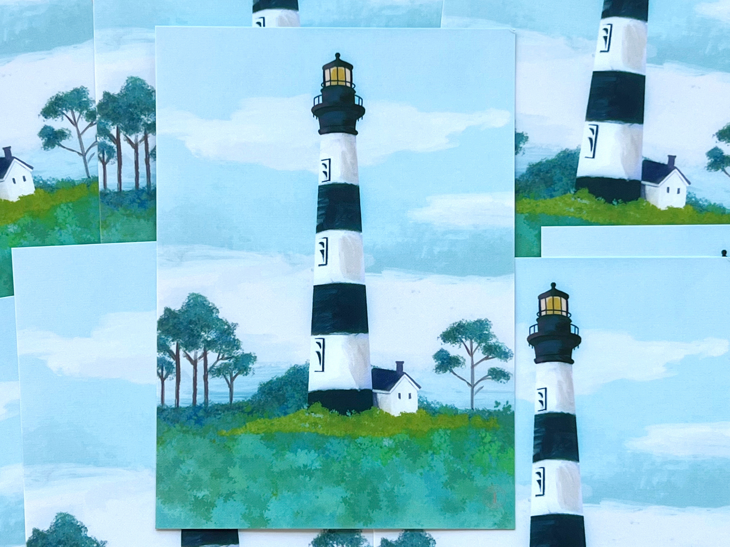 Bodie Island Lighthouse Art Print -  5x7 Coastal North Carolina Wall Art