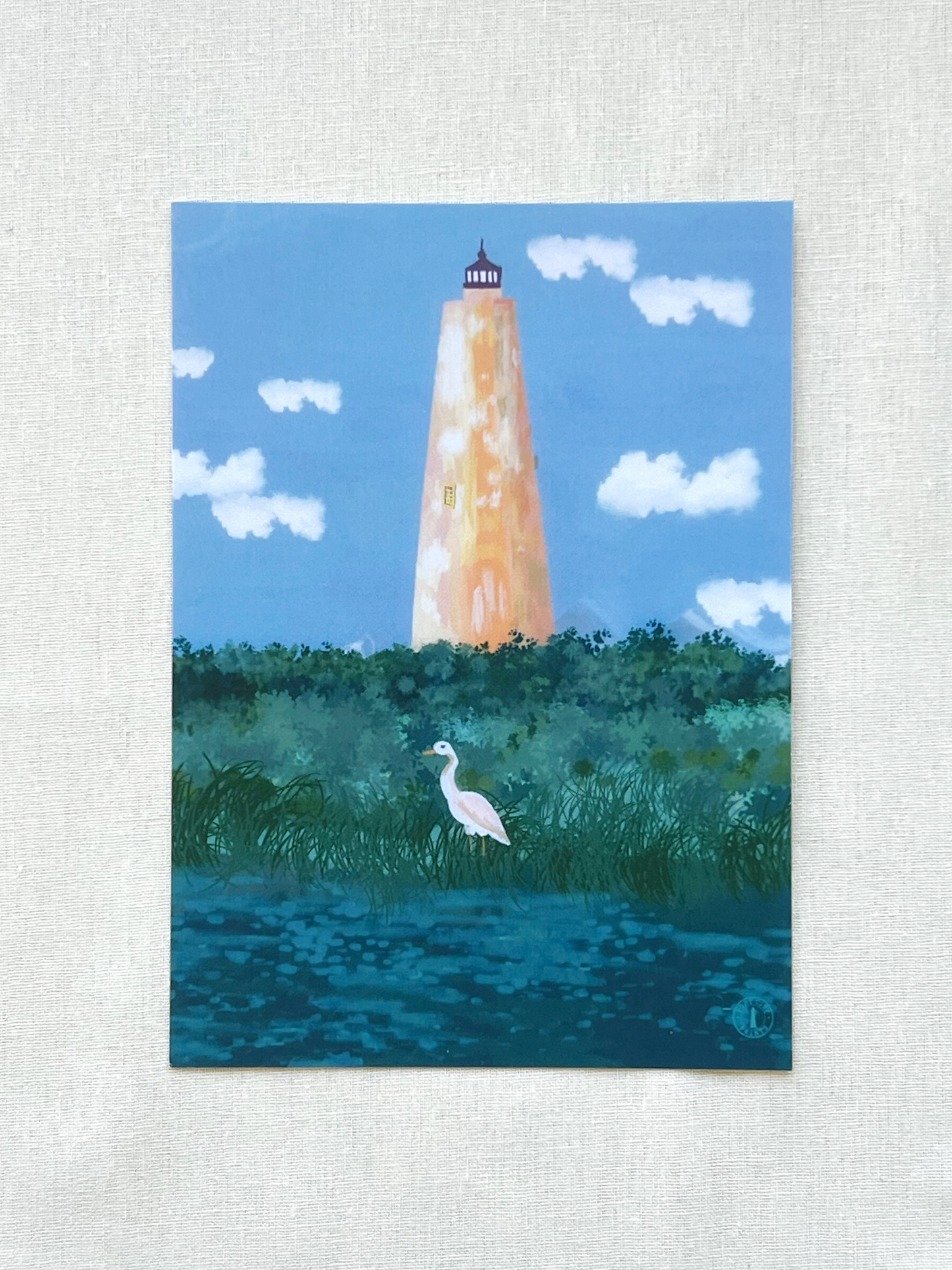 Bald Head Island Lighthouse Print - 5x7 Coastal North Carolina Wall Art
