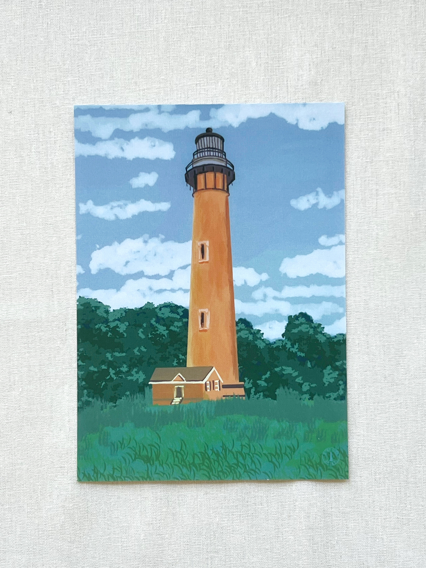 Currituck Island Lighthouse Art Print - 5x7 Coastal North Carolina Wall Art