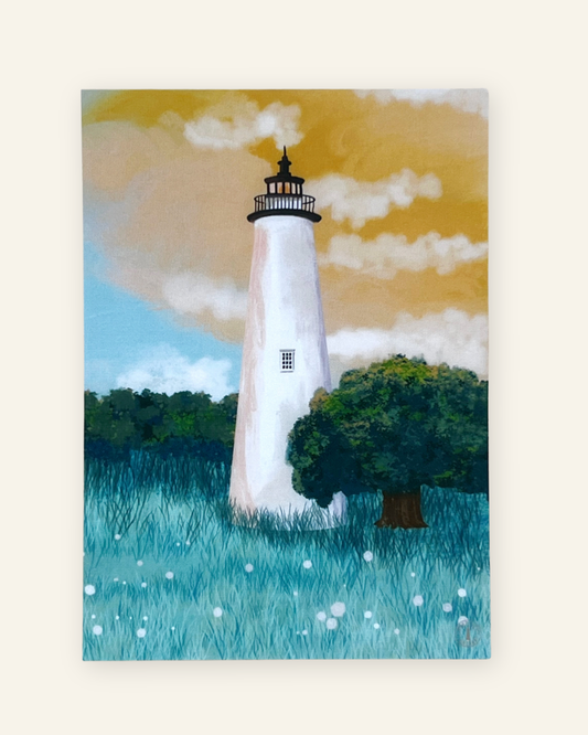 Ocracoke Lighthouse Print - 5x7 Coastal North Carolina Wall Art