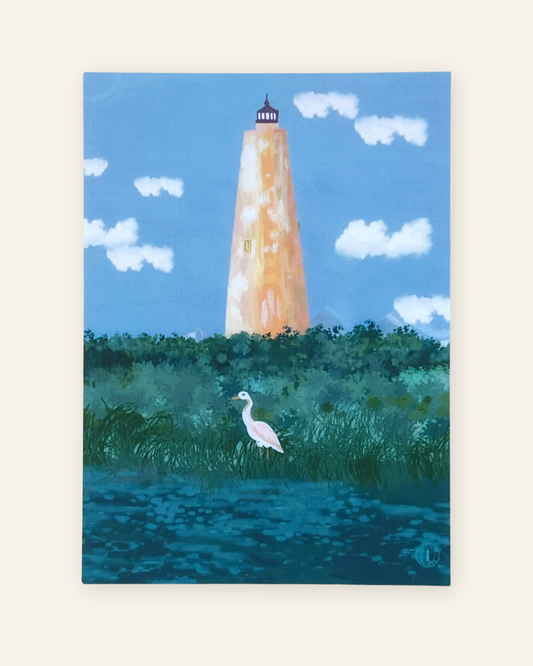 Bald Head Island Lighthouse Print - 5x7 Coastal North Carolina Wall Art